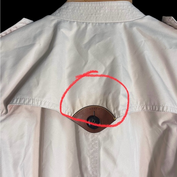 Coach New York F34024 Beige Trench Coat Double Breasted Belted Leather Trim L - Picture 7 of 16